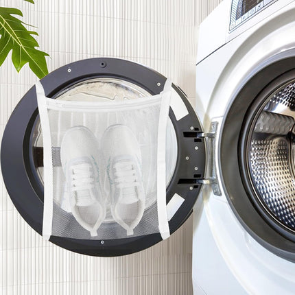 2 Pack Sneaker Dryer Bag 15.7x15.7 Inch Dry Net Bag for Dryer with Zipper and Strap for Shoes, White Large HoneyComber Mesh Bags for Washing Machine.