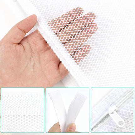 2 Pack Sneaker Dryer Bag 15.7x15.7 Inch Dry Net Bag for Dryer with Zipper and Strap for Shoes, White Large HoneyComber Mesh Bags for Washing Machine.
