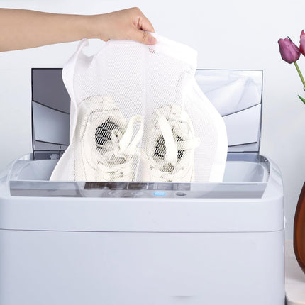 2 Pack Sneaker Dryer Bag 15.7x15.7 Inch Dry Net Bag for Dryer with Zipper and Strap for Shoes, White Large HoneyComber Mesh Bags for Washing Machine.
