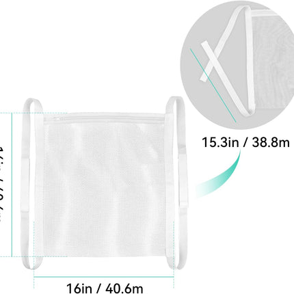 2 Pack Sneaker Dryer Bag 15.7x15.7 Inch Dry Net Bag for Dryer with Zipper and Strap for Shoes, White Large HoneyComber Mesh Bags for Washing Machine.