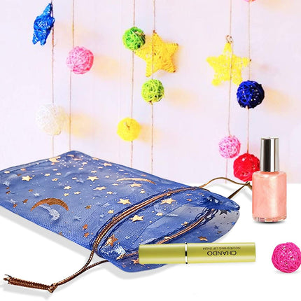 100Pcs Moon Star Organza Jewelry Candy Pouch, Gift Bags Pouches for Wedding Party Valentine's Day (Mixed Color, 3.5 x 4.7 inch).