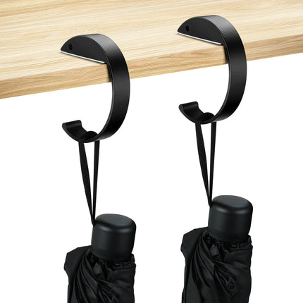 2PCS C Shape Purse Hooks for Table, Headphone Hanger, Aluminum Alloy Desk Heavy Duty Purse Handbag Hooks for Organize Desktop Storage Items (Black).