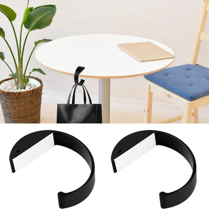 2PCS C Shape Purse Hooks for Table, Headphone Hanger, Aluminum Alloy Desk Heavy Duty Purse Handbag Hooks for Organize Desktop Storage Items (Black).