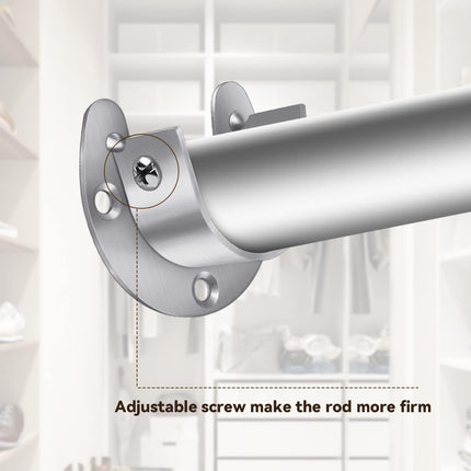 4 Packs Stainless Steel Wardrobe Bracket U-Shaped Rod Socket Flange 1-1/4" Diameter Heavy Duty Closet Rod Brackets End Supports for Closet Rod with Screws (Silver).