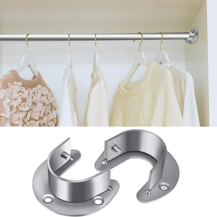 4 Packs Stainless Steel Wardrobe Bracket U-Shaped Rod Socket Flange 1-1/4" Diameter Heavy Duty Closet Rod Brackets End Supports for Closet Rod with Screws (Silver).