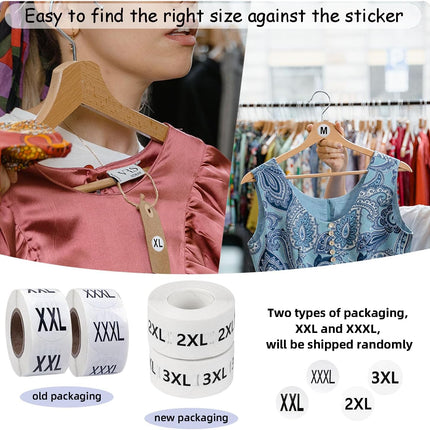 3500 Pcs Clothing Size Stickers, 1 Inch Round Self Adhesive, 7 Sizes XS-S-XXXL for T Shirts (Black).