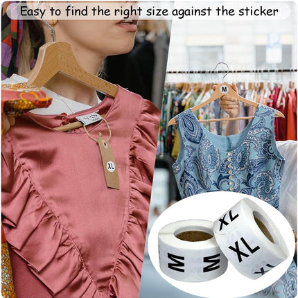 3500 Pcs Clothing Size Stickers, 1 Inch Round Self Adhesive, 7 Sizes XS-S-XXXL for T Shirts (Black).