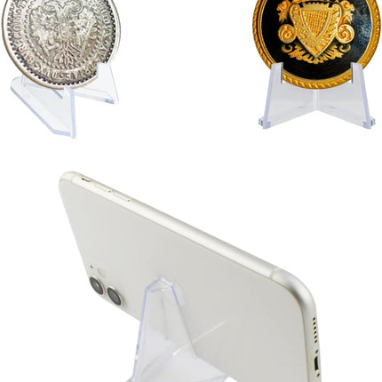 20 Packs Acrylic Easel Stands Display Stand Mini Clear Holder for Displaying Small Artworks, Coins, Pocket Watches, Challenge Medals (2.12x 1.4 Inch).