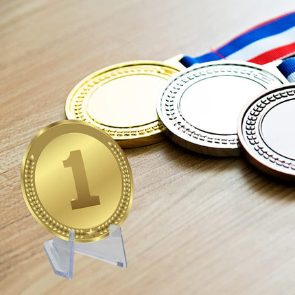 20 Packs Acrylic Easel Stands Display Stand Mini Clear Holder for Displaying Small Artworks, Coins, Pocket Watches, Challenge Medals (2.12x 1.4 Inch).