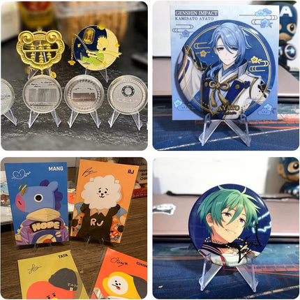 20 Packs Acrylic Easel Stands Display Stand Mini Clear Holder for Displaying Small Artworks, Coins, Pocket Watches, Challenge Medals (2.12x 1.4 Inch).