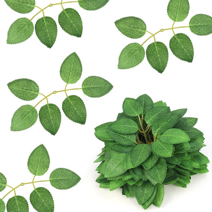 50pcs Artificial Green Leaves, Rose Leaves Artificial, Bulk Fake Leaves Greenery Leaves for DIY Wedding Birthday Party Bridal Shower Bouquets Centerpieces Home Decorations.
