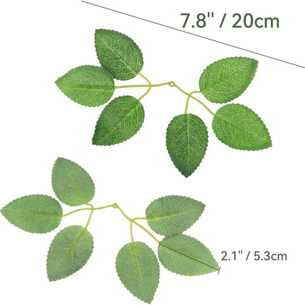 50pcs Artificial Green Leaves, Rose Leaves Artificial, Bulk Fake Leaves Greenery Leaves for DIY Wedding Birthday Party Bridal Shower Bouquets Centerpieces Home Decorations.