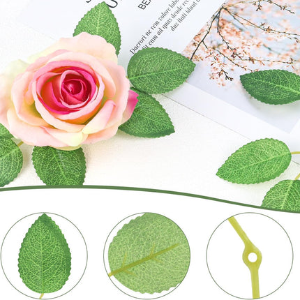 50pcs Artificial Green Leaves, Rose Leaves Artificial, Bulk Fake Leaves Greenery Leaves for DIY Wedding Birthday Party Bridal Shower Bouquets Centerpieces Home Decorations.