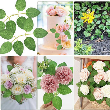 50pcs Artificial Green Leaves, Rose Leaves Artificial, Bulk Fake Leaves Greenery Leaves for DIY Wedding Birthday Party Bridal Shower Bouquets Centerpieces Home Decorations.