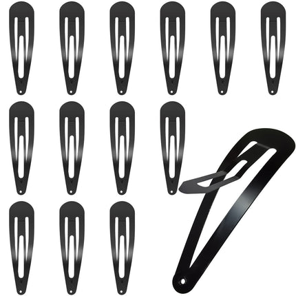 30 Pcs Snap Hair Clips, 3.1 Inch Big Size Barrettes Women No Slip Metal Snap Hair Clips Large Hair Pins(Black).