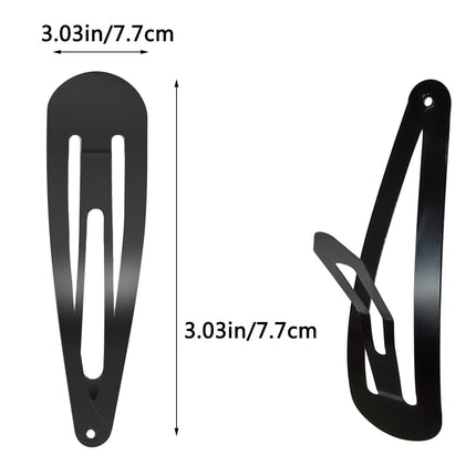 30 Pcs Snap Hair Clips, 3.1 Inch Big Size Barrettes Women No Slip Metal Snap Hair Clips Large Hair Pins(Black).