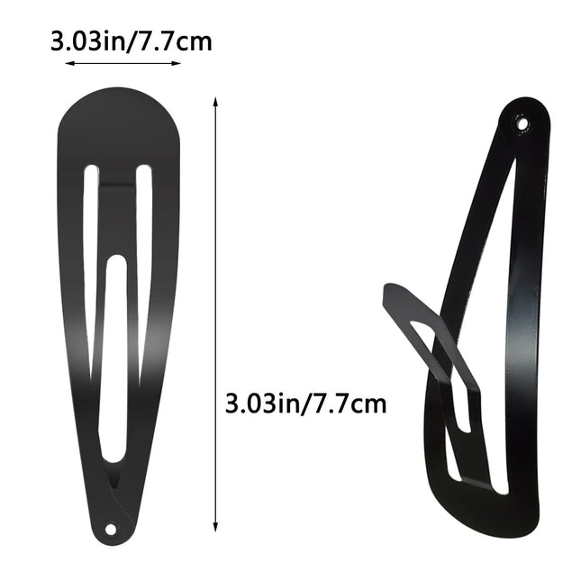 30 Pcs Snap Hair Clips, 3.1 Inch Big Size Barrettes Women No Slip Metal Snap Hair Clips Large Hair Pins(Black).