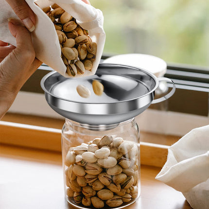 3 Pack Canning Funnel 3-in-1 Stainless Steel Funnel Set Wide Mouth Funnels with Detachable Strainer for transferring Liquid, Powder, jam, Grain, Oil, Spices.
