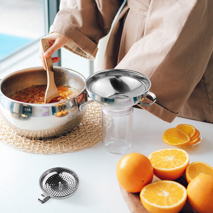 3 Pack Canning Funnel 3-in-1 Stainless Steel Funnel Set Wide Mouth Funnels with Detachable Strainer for transferring Liquid, Powder, jam, Grain, Oil, Spices.