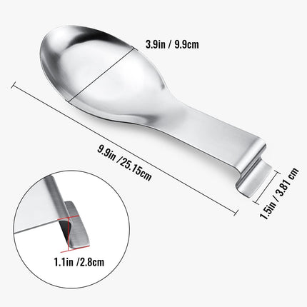 1 PCS Stainless Steel Spoon Rest, Spoon Holder for Stove Top, Utensil Spoon Rest Holder, kitchen utensils Holder for Ladles, Spatula, Cooking Utensils or Kitchen Tools (Silver).