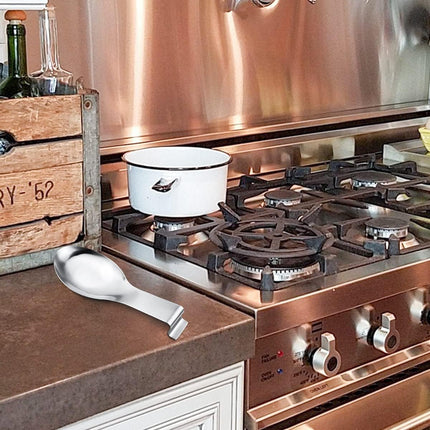1 PCS Stainless Steel Spoon Rest, Spoon Holder for Stove Top, Utensil Spoon Rest Holder, kitchen utensils Holder for Ladles, Spatula, Cooking Utensils or Kitchen Tools (Silver).