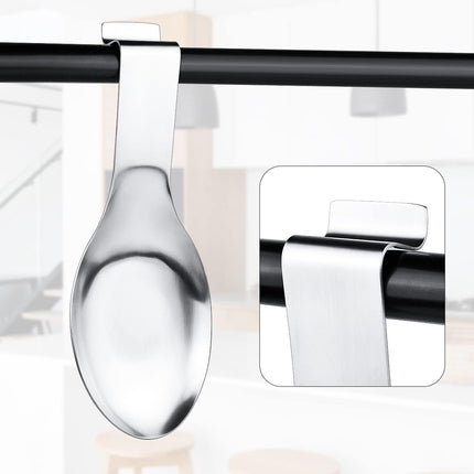 1 PCS Stainless Steel Spoon Rest, Spoon Holder for Stove Top, Utensil Spoon Rest Holder, kitchen utensils Holder for Ladles, Spatula, Cooking Utensils or Kitchen Tools (Silver).