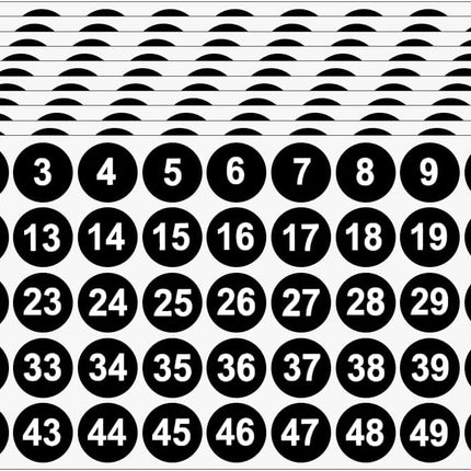 20 Sheets 1 to 50 Vinyl Small Round Labels Consecutive Number Stickers Waterproof Adhesive Inventory Stickers for Storage Box, Indoor Outdoor, Office & School Supplies.