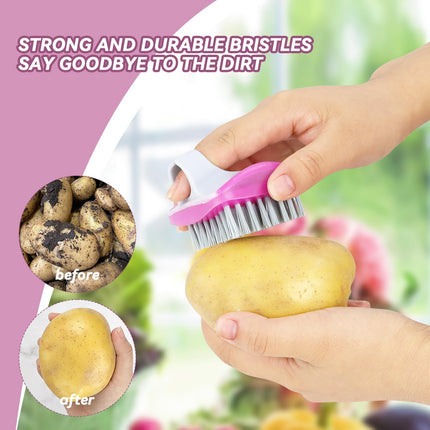 3 Piece Potato Scrubber Brush Vegetable Brush Comfortable Finger Grip Fruit Cleaning Tools for Washing Fruit Mushrooms Carrot or Tough-Skinned Vegetables(3 Color).