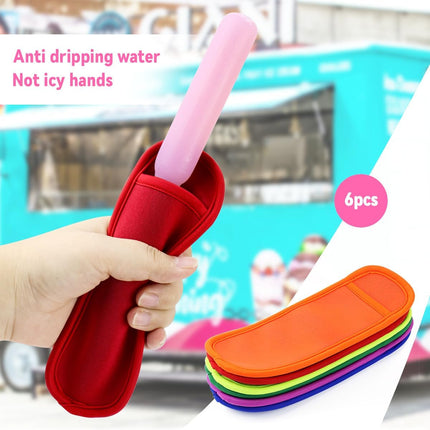 6 Pieces Ice Pop Neoprene Insulator Sleeves Reusable Popsicle Holders Ice Popsicles Bags Ice Pop Sleeves Popsicle Holder Sleeves Ice Pop Stick Sleeves(6 Colors).