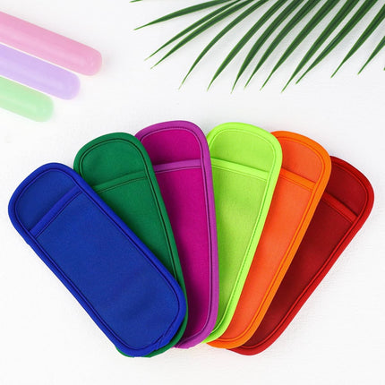 6 Pieces Ice Pop Neoprene Insulator Sleeves Reusable Popsicle Holders Ice Popsicles Bags Ice Pop Sleeves Popsicle Holder Sleeves Ice Pop Stick Sleeves(6 Colors).