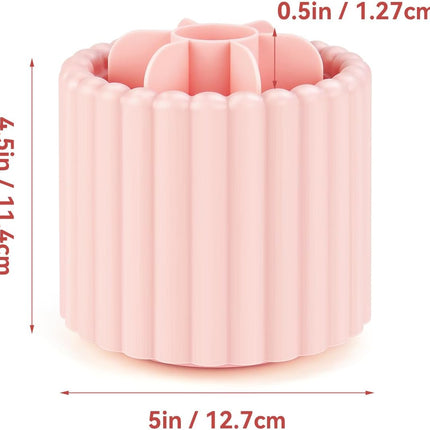 1 Pack 360° Rotating Makeup Brush Organizer, 7 Slot Make up Brush Holder for Vanity, Dresser, Desk (Pink).