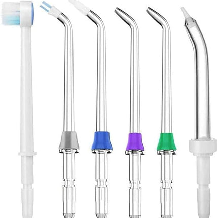 6 Pcs Classic Jet Tip Set, Replacement Tips and Water Flossers and Brush Heads for Compatible Waterpik Water Flosser, Oral Irrigators Accessories.