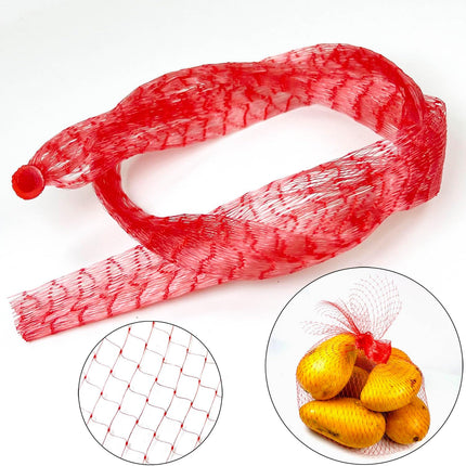 100Pcs Reusable Mesh Produce Bags Nylon Netting, 20 Inch Red Seafood Bag Onion Potato Garlic Storage Bag.