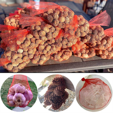 100Pcs Reusable Mesh Produce Bags Nylon Netting, 20 Inch Red Seafood Bag Onion Potato Garlic Storage Bag.