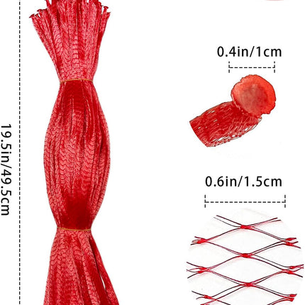 100Pcs Reusable Mesh Produce Bags Nylon Netting, 20 Inch Red Seafood Bag Onion Potato Garlic Storage Bag.