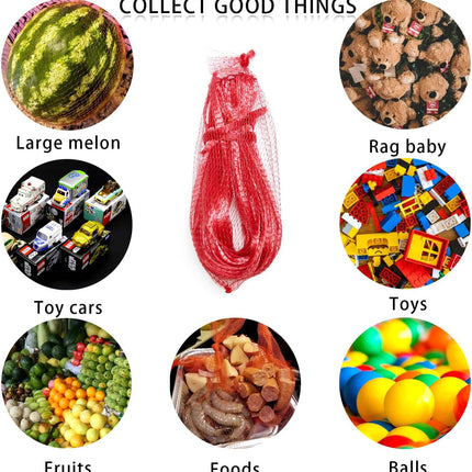 100Pcs Reusable Mesh Produce Bags Nylon Netting, 20 Inch Red Seafood Bag Onion Potato Garlic Storage Bag.