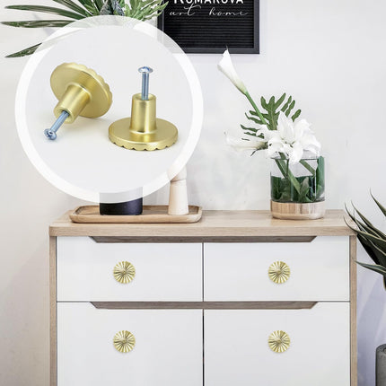 4 Pack Cabinet Knobs Zinc Alloy Solid Kitchen Cabinet Pulls Brushed Gold Drawer Knobs Dresser Cabinet Handles (37 mm).