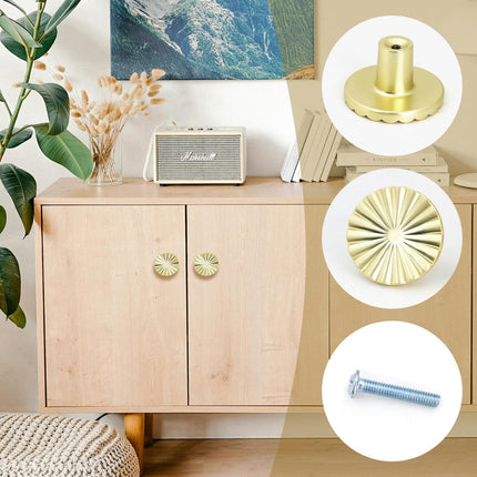 4 Pack Cabinet Knobs Zinc Alloy Solid Kitchen Cabinet Pulls Brushed Gold Drawer Knobs Dresser Cabinet Handles (37 mm).