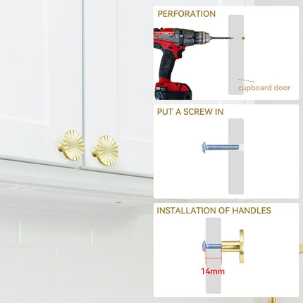 4 Pack Cabinet Knobs Zinc Alloy Solid Kitchen Cabinet Pulls Brushed Gold Drawer Knobs Dresser Cabinet Handles (37 mm).