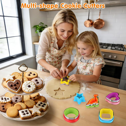 Sandwich Cutter and Sealer Set 4 Pcs Bread Decruster Sandwich Cutter Pancake Maker Heart Square Circle Dinosaur Shape DIY Cookie Cutters Gift for Kids Adult Boys Girls.