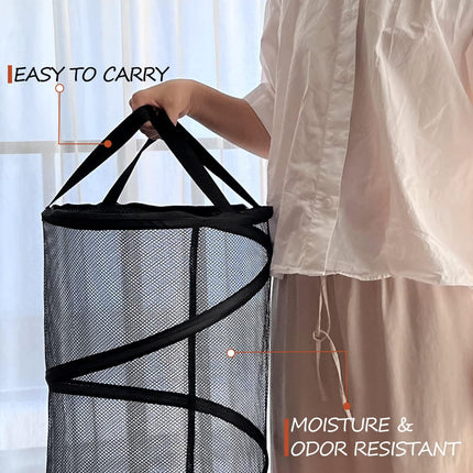 Collapsible Laundry Basket Foldable Mesh Pop Up Hamper with Handles for Laundry Room, Bathroom, Kids Room, College Dorm, Travel, Storage Organizer Black.