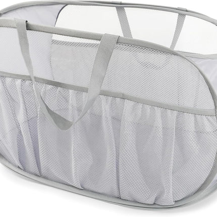 Collapsible Laundry Baskets, Upgrade Pop Up Laundry Hamper with Convenient Bags, Foldable Laundry Basket Mesh Light Weight, Easy to Carry Clothes Hampers for Laundry, Dorm, Toys, Travel Grey.