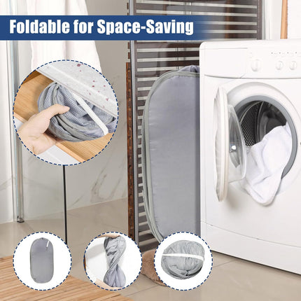 Collapsible Laundry Baskets, Upgrade Pop Up Laundry Hamper with Convenient Bags, Foldable Laundry Basket Mesh Light Weight, Easy to Carry Clothes Hampers for Laundry, Dorm, Toys, Travel Grey.