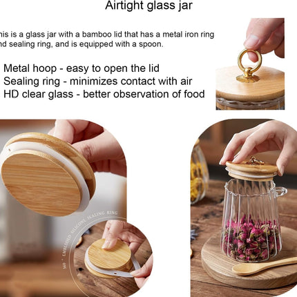 Sugar Bowls Sugar Container 25.36 FL OZ Glass Coffee Canister Airtight Food Storage Jar with Lid and Spoon Candy Jar Coffee Bar Accessories Storage Beans Powder (Conical).