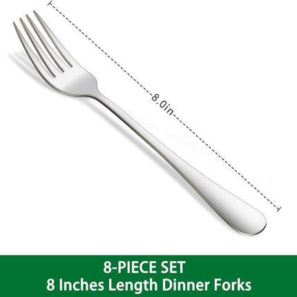 Dinner Forks,8-Piece 8 Inches Stainless Steel Table Fork,Dishwasher Safe Flatware Forks,Food Grade Mirror Polishing Silverware Main Fork For Home,Restaurant Or Hotel.