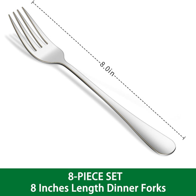 Dinner Forks,8-Piece 8 Inches Stainless Steel Table Fork,Dishwasher Safe Flatware Forks,Food Grade Mirror Polishing Silverware Main Fork For Home,Restaurant Or Hotel.