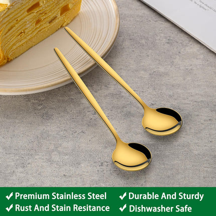 5.1 Inch Coffee & Tea Spoon,6 Pieces Gold Stainless Steel Teaspoon,Mini Spoons For Dessert And Coffee,Durable Demitasse Coffee Spoons For Dessert.