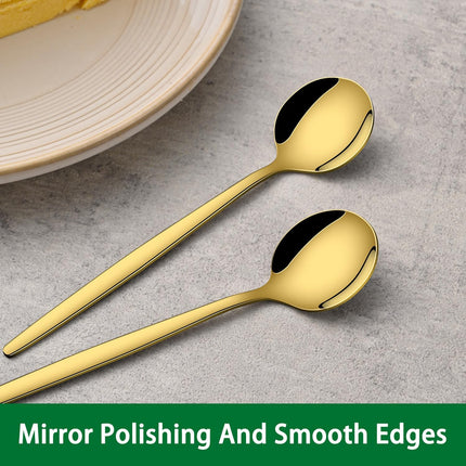 5.1 Inch Coffee & Tea Spoon,6 Pieces Gold Stainless Steel Teaspoon,Mini Spoons For Dessert And Coffee,Durable Demitasse Coffee Spoons For Dessert.