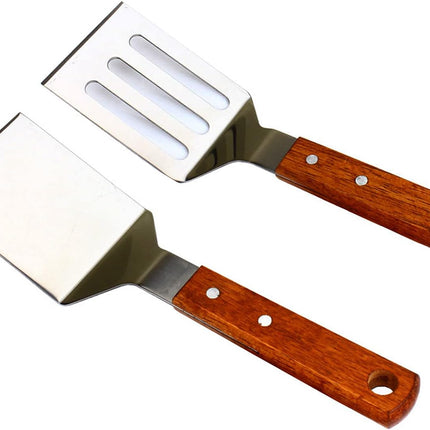 2 PCS Metal Spatula for Cast Iron Skillet, Stainless Steel Grill Spatula Slotted Turner Fish with Wood Handle Flat Top Griddle for Cooking BBQ.
