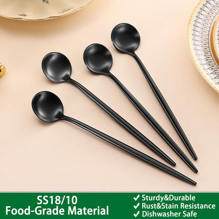 4 PCS 6.7 Inches Satin Black Stainless Steel 18/10 Coffee Spoons,Iced Tea Spoon,Espresso Stirring Spoons,Matte Black SS304 Teaspoons,Dessert Spoon,Long Coffee Spoons accessories.